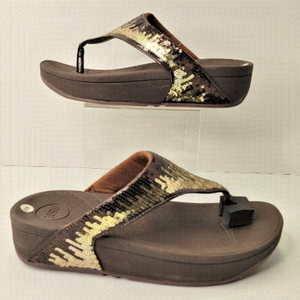 Size 7 Womens Sandals Summer Wedge Sequin Slippers Flip Flops